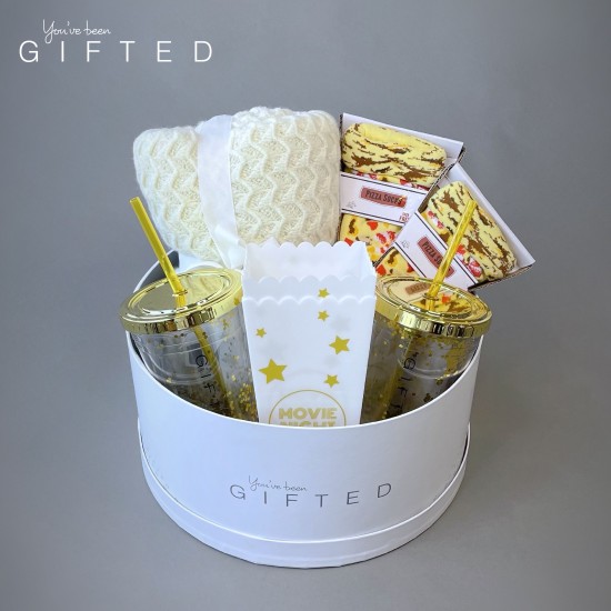 Gifted Movie Night Basket - Gold